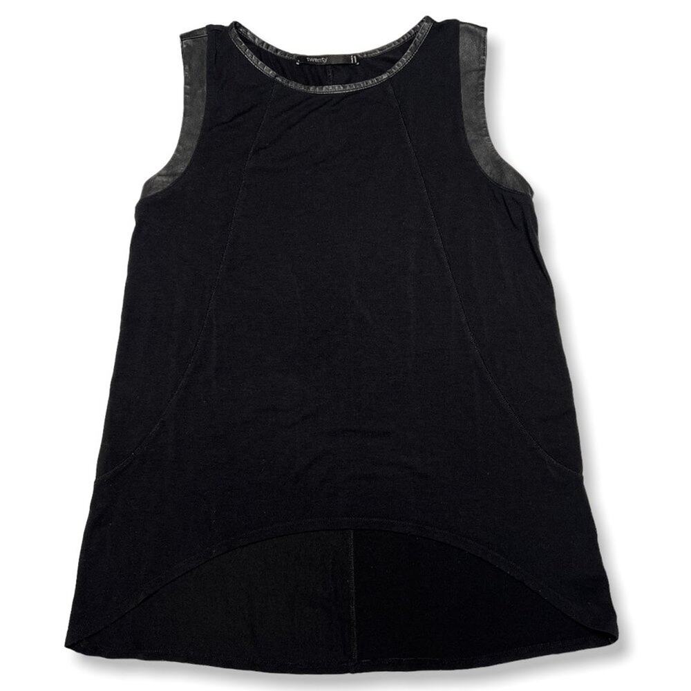 Twenty Leather Trim Tank Top SIZE S Black Sleeveless Made in Canada